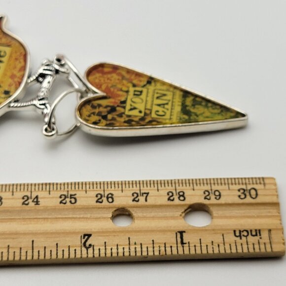 Plunder Design Bird & Heart Pendant Necklace "Believe You Can" Silver/Yellow 35" - Picture 7 of 7